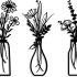 3 Pieces Metal Flowers Wall Arts - Rustic Farmhouse Decor Black Minimalist Flower Wall Decors for Living room Bathroom Bedroom Dining Room - Housewarming Gifts(Black, Vase-C)